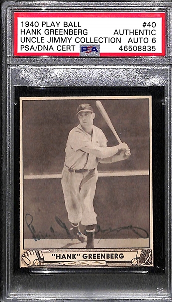 1940 Play Ball Hank Greenberg #40 PSA Authentic (Autograph Grade 6)