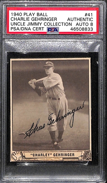 1940 Play Ball Charlie Gehringer #41 PSA Authentic (Autograph Grade 8)