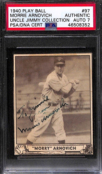 Lot of 2 - 1940 Play Ball Mel Ott #88 PSA Authentic (Autograph Grade 9) & 1940 Play Ball Morrie Arnovich #97 PSA Authentic (Autograph Grade 7)