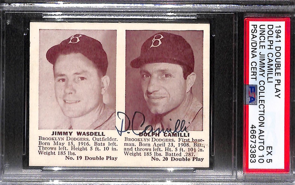 Lot of 2 - 1941 Double Play Johnny Mize PSA Authentic (Auto Grade 9) & 1941 Double Play Dolph Camilli PSA 5 (Auto Grade 10)