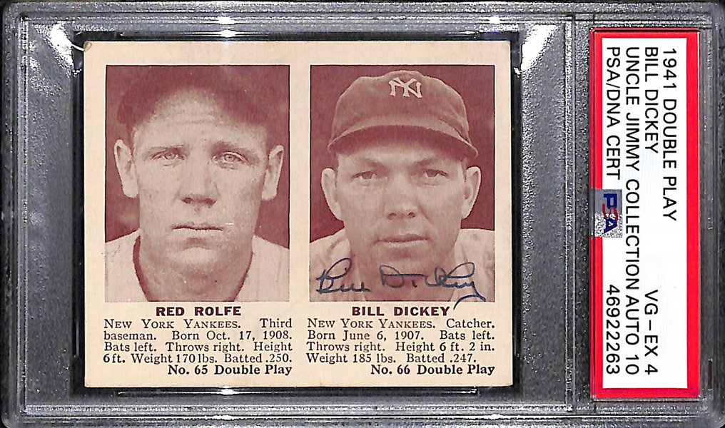 1941 Double Play #65/66 Bill Dickey PSA 4 (Autograph Grade 10)
