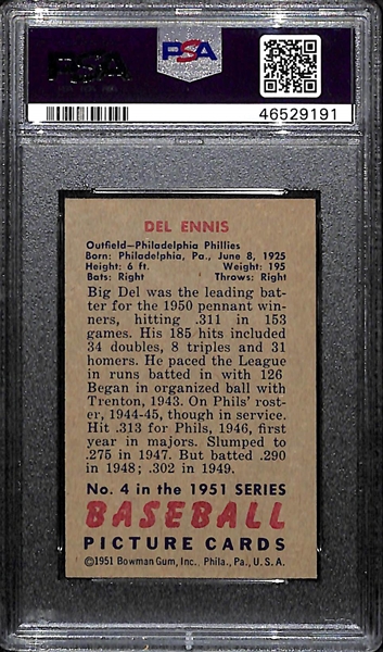 1951 Del Ennis (Phillies) #4 Graded PSA 8 NM-Mint