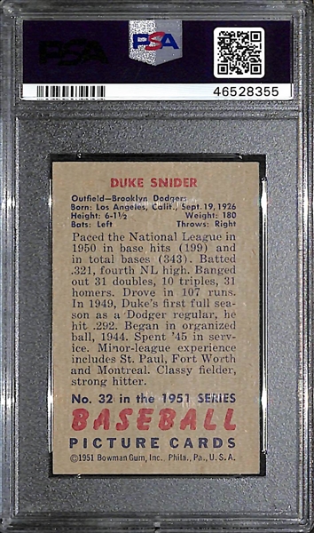 1951 Duke Snider #32 Graded PSA 6 