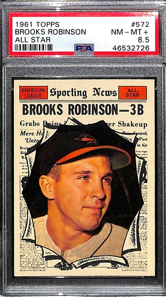 1961 Topps Brooks Robinson All Star #572 Graded PSA 8.5