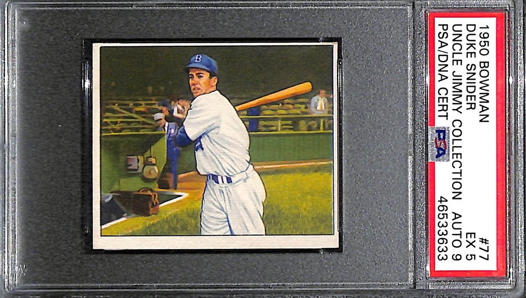 Signed 1950 Bowman Duke Snider #77 PSA 5 (Autograph Grade 9) - Only 1 of 9 PSA Examples is Graded Higher!
