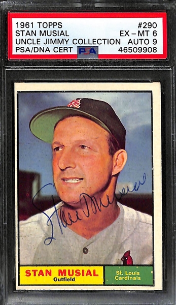 Lot of 2 1961 Topps Signed PSA Graded Cards - Bob Gibson & Stan Musial