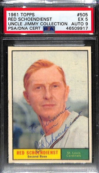 Lot of 3 1961 Topps Signed PSA Graded Cards - Alston, Jimmie Dykes, Red Schoendienst