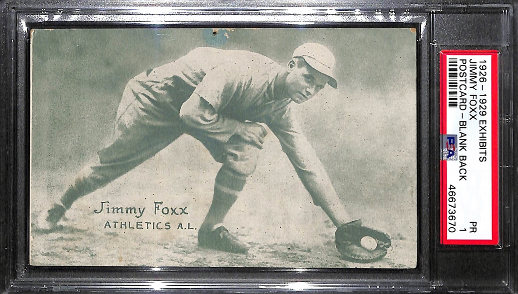 1926-1929 Exhibits Jimmy (Jimmie) Foxx Rookie Postcard - Blank Back - PSA 1