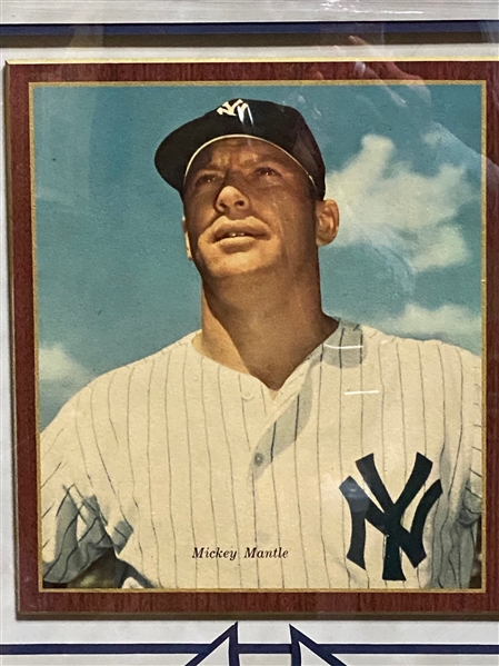 Rare 1960s Wooden Mickey Mantle International News Send-Away Plaque (11.5x13) - Matted/Framed (26x22 Overall)