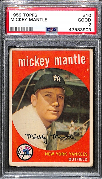 1959 Topps Mickey Mantle #10 Graded PSA 2