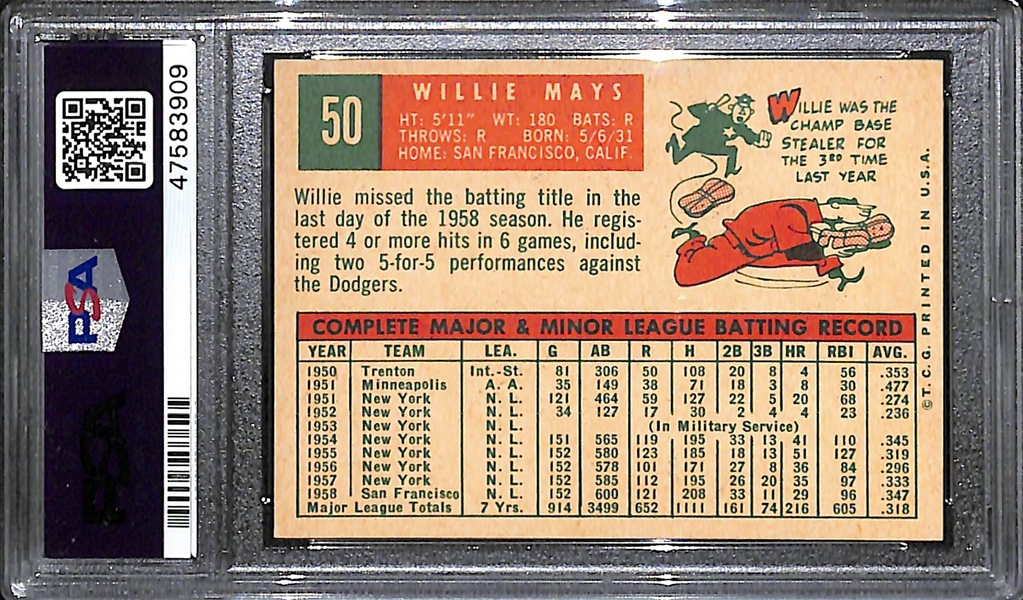 1959 Topps Willie Mays #50 Graded PSA 7