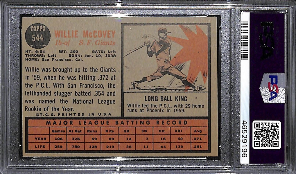 1962 Willie McCovey (2nd Year) #544 Graded PSA 7