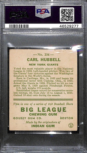 1933 Goudey Carl Hubbell #234 PSA 3.5