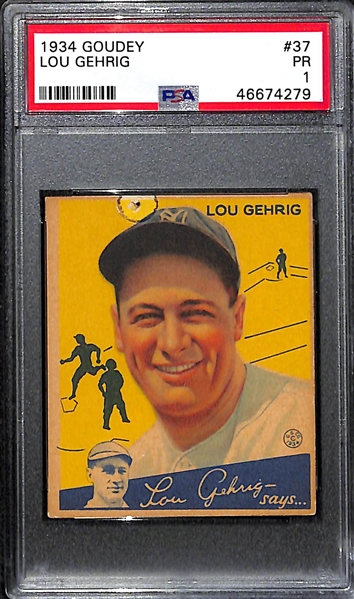 1934 Goudey Lou Gehrig #37 PSA 1