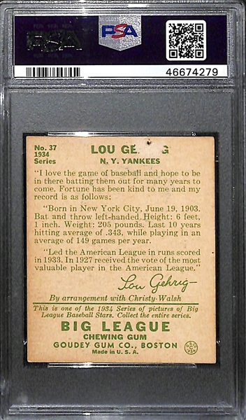 1934 Goudey Lou Gehrig #37 PSA 1