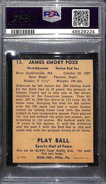 1941 Play Ball Jimmie Foxx #13 PSA Authentic Altered