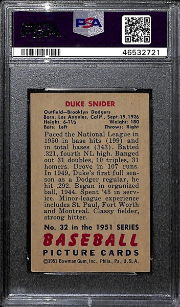 1951 Bowman Duke Snider #32 PSA 6