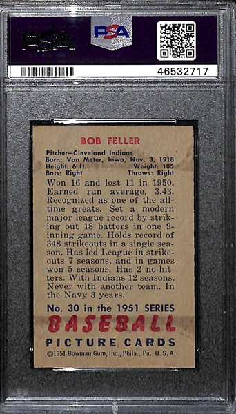 1951 Bowman Bob Feller #30 PSA 5