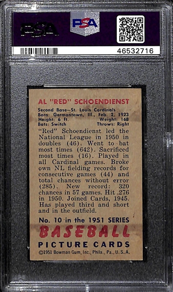1951 Bowman Red Schoendienst #10 PSA 5