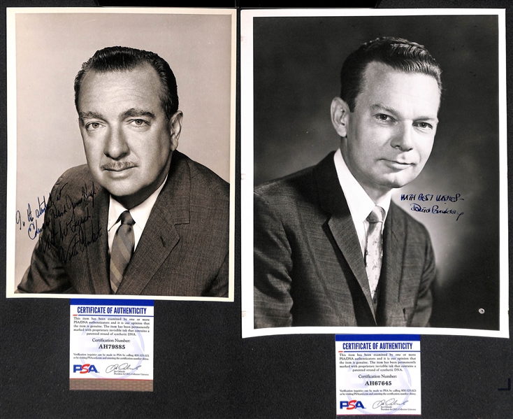 Newscaster Signed Vintage Photo Lot - Walter Cronkite (7x9) and David Brinkley (8x10) w. PSA/DNA COAs