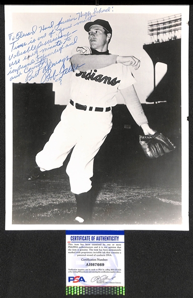 HOF Baseball Signed 8x10 Photo Lot of (6) - Ashburn, F. Robinson, Kaline, Spahn, Feller, Boudreau - w. PSA/DNA COAs