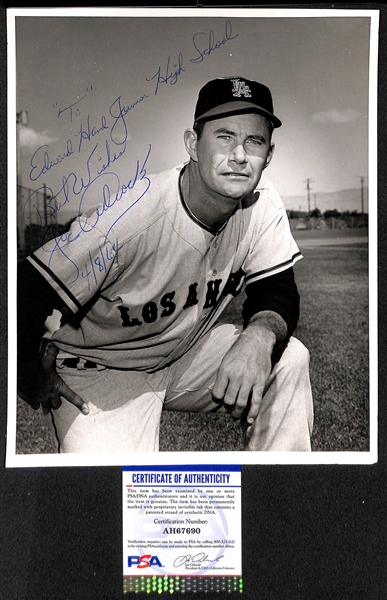 Baseball Signed 8x10 Photo Lot (8) - Cronin, Banks, Hubbell, Rigney, Minoso, Spahn, Adcock, Bob Kennedy - w. PSA/DNA COAs