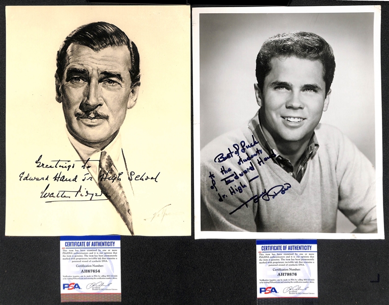 Actor Signed Vintage 8x10 Photo Lot (4) - Art Carney (Honeymooners), Raymond Burr (Perry Mason), Walter Pidgeon, and Tony Dow (Wally Cleaver) - w. PSA/DNA COAs
