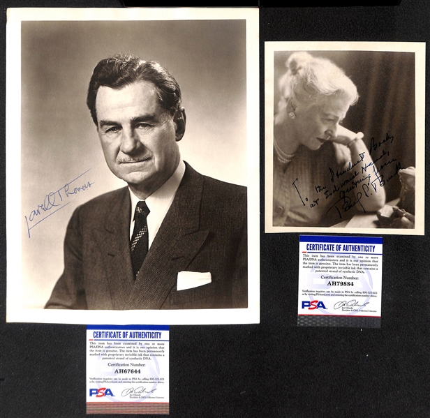 Writer Signed Photo Lot - Erle Stanley Gardner 8x10 (d. 1970 - Perry Mason), Lowell Thomas (d. 2016), and Pearl S.  Buck 5x6 (d. 1973 - Nobel Prize & Pulitzer Winner) - w. PSA/DNA COAs