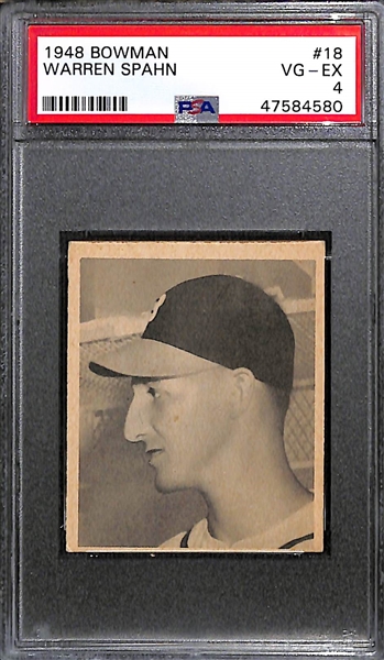 1948 Bowman Warren Spahn Rookie #18 Graded PSA 4