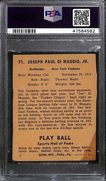 1941 Play Ball Joe DiMaggio #17 Graded PSA Authentic