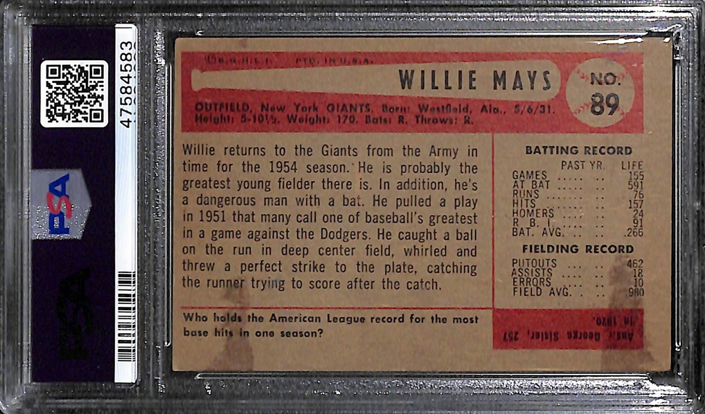 1954 Bowman Willie Mays #89 Graded PSA 4