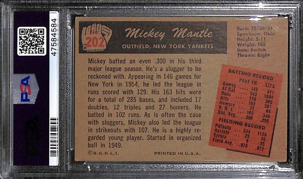 1955 Bowman Mickey Mantle #202 Graded PSA 4