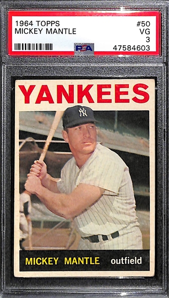 1964 Topps Mickey Mantle #50 Graded PSA 3
