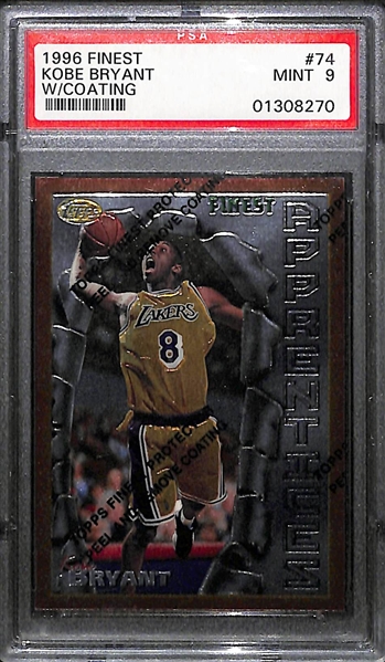 1996-97 Topps Finest Kobe Bryant Rookie #74 (w. Coating) Graded PSA 9