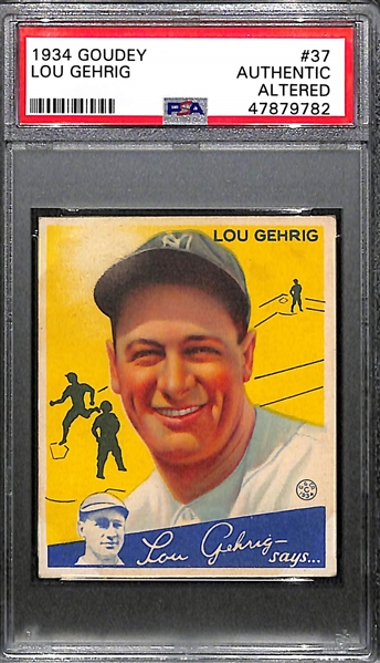 1934 Goudey Lou Gehrig #37 Graded PSA Authentic/Altered