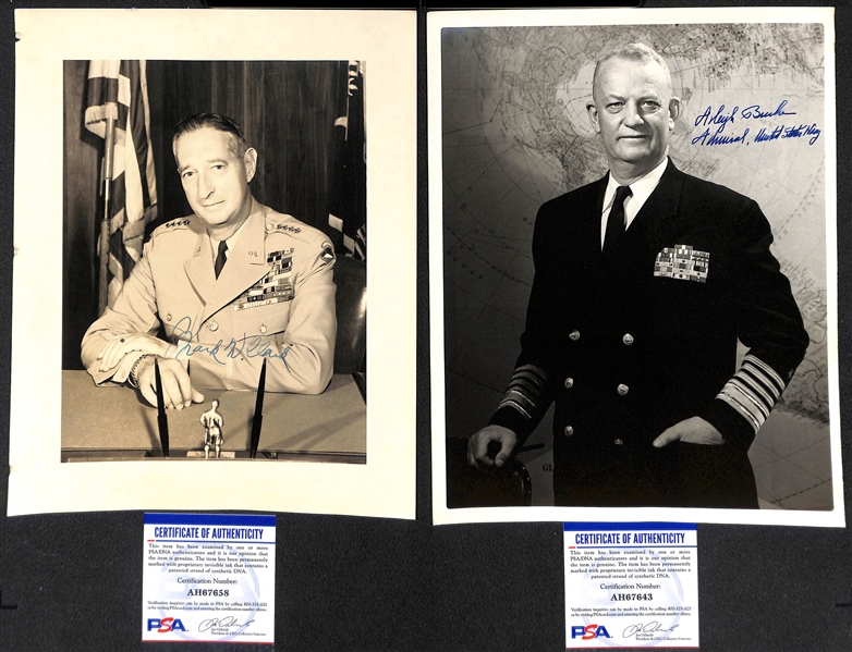 Vintage WW2 Related Signed Photos - Mark W. Clark (d. 1984 -5th Army Commander Captured Rome in 1944) and Arleigh Burke (d. 1996 - WW2 & Korean War US Navy Admiral Chief under Eisenhower) - ...