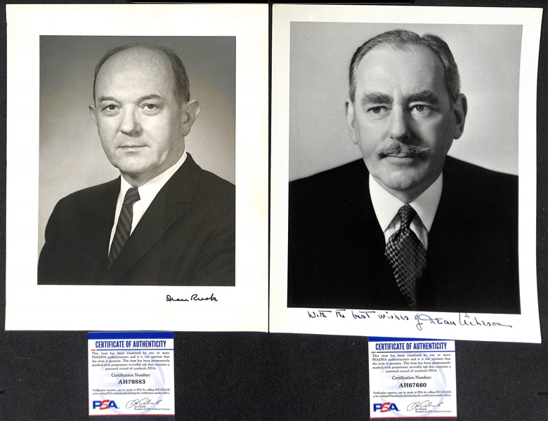 Dean Rusk (d. 1969) US Sec. of State 1961-69 and Dean Acheson (d. 1971) US Sec of State 1949-1953 Signed Photos (w. PSA/DNA COAs)