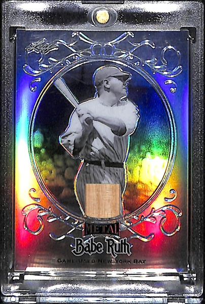 2019 Leaf Metal Babe Ruth Game-Used NY Yankees Bat Card #9/10 (Piece of Real Babe Ruth Used Baseball Bat) - Only 10 Made!