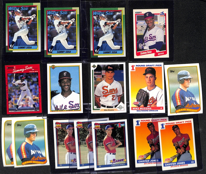 Lot of (54) Baseball Rookies from 1989-1996 - (10) Ken Griffey Jr.,(8) Frank Thomas, Piazza, M. Ramirez, (5) Helton, (13) Randy Johnson, (5) Chipper Jones, (6) Sosa, (2) Mussina, (3) Biggio