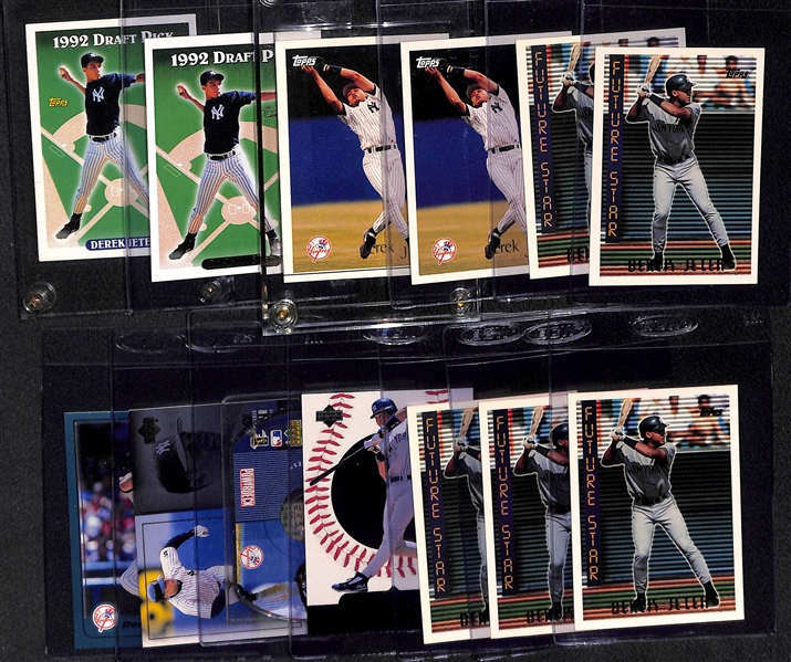 Lot of (13) Derek Jeter Cards Inc. 1993 Topps Gold Rookie, 1993 Topps Rookie, (5) 1995 Topps Future Star Cards, and (2) 1996 Topps Future Star Cards