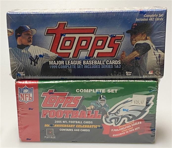 Lot of (5) Topps Factory Sets - 2005 Football (Aaron Rodgers RC), (3) 1996 Baseball, 1999 Baseball