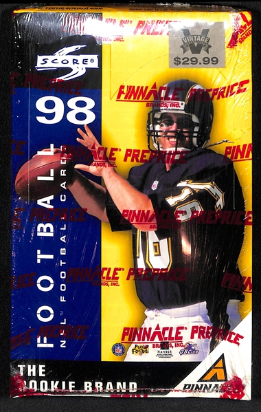 1998 Score Pinnacle Football Sealed Retail Box (36 packs/360 cards - Peyton Manning and Randy Moss Rookie Year)