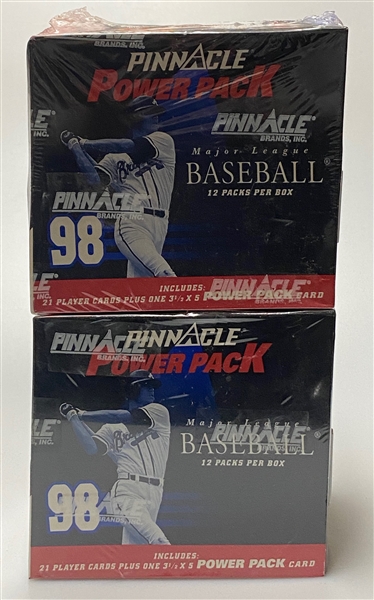 Lot of (7) Sealed 1998-1999 Baseball Card Retail Boxes w. 1999 Gold Label, 1999 Topps Ser. 1, 1999 Revolution, (2) 1998 Pinnacle, 1999 Team Best, 1998 UD McGwire Chase for 62