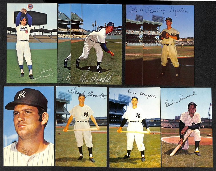 Lot of (112) Yankees & Dodgers Player Picture Postcards 1960s-1980s (63 Yankees, 49 Dodgers) w. Koufax, Drysdale, B. Martin. Munson
