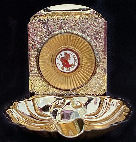 Rare 1967 World Series Champion St. Louis Cardinals Pendant (Sterling Silver), Bell, and Desk Display w. Box from Sportscrafters Post Marked 1967
