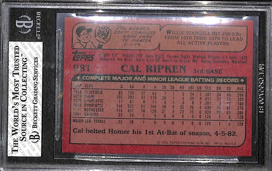 1982 Topps Traded Set w. BGS 8 Cal Ripken Jr.