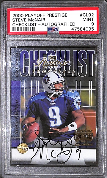 2000 Playoff Prestige Steve McNair Checklist Autograph Card PSA 9 Mint (Rare - d. 2006 at 36 Years Old)