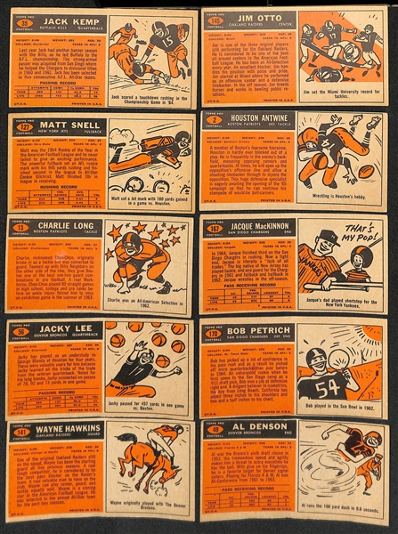 Lot of (10) 1965 Topps Football Cards w. Jack Kemp