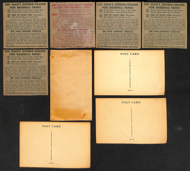 Lot of (9) Vintage Baseball Cards from 1930s-50s w. 1952 Red Man (No Tab) Yogi Berra