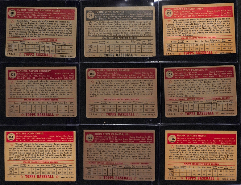 Lot of (17) 1952 Topps Baseball Cards w. Bob Feller